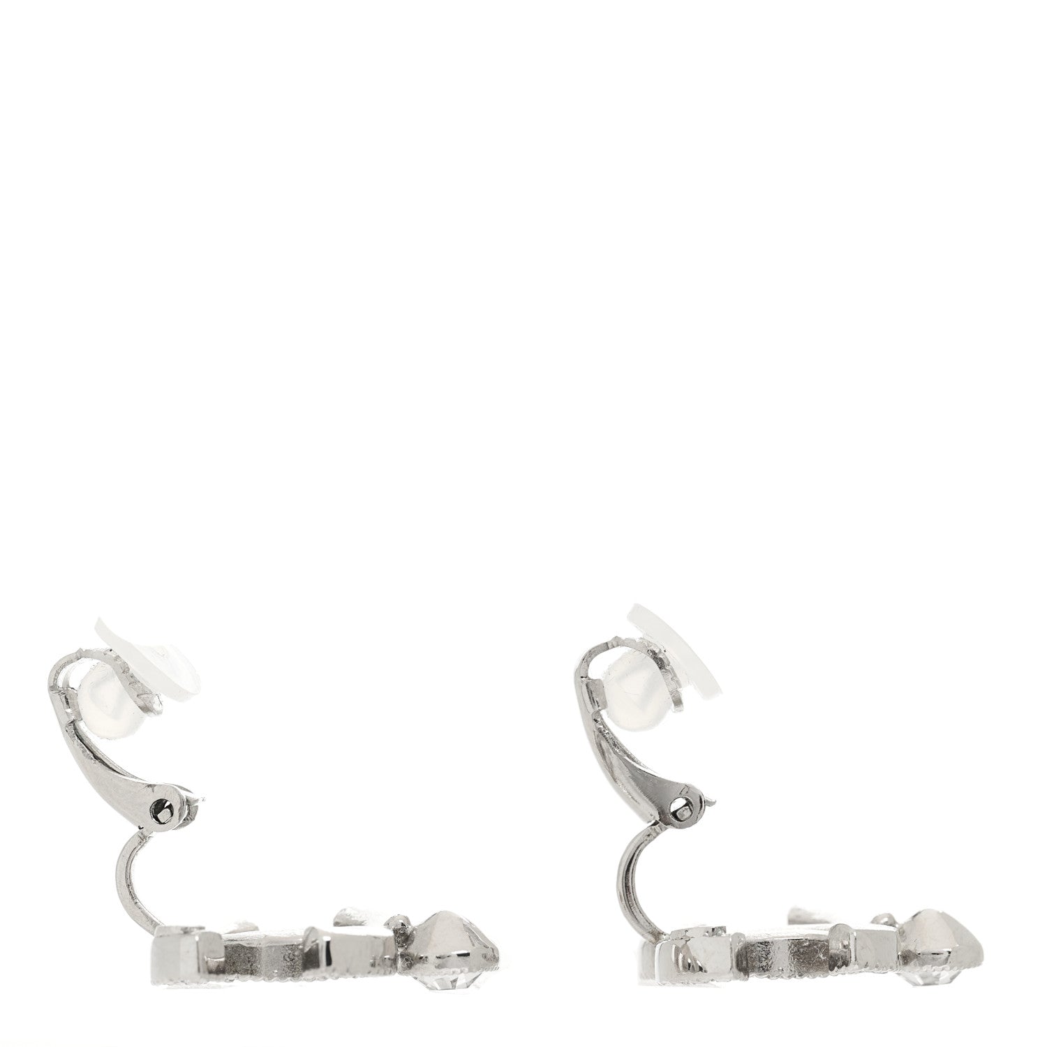 Chanel Crystal CC Earrings Silver 3 of 5