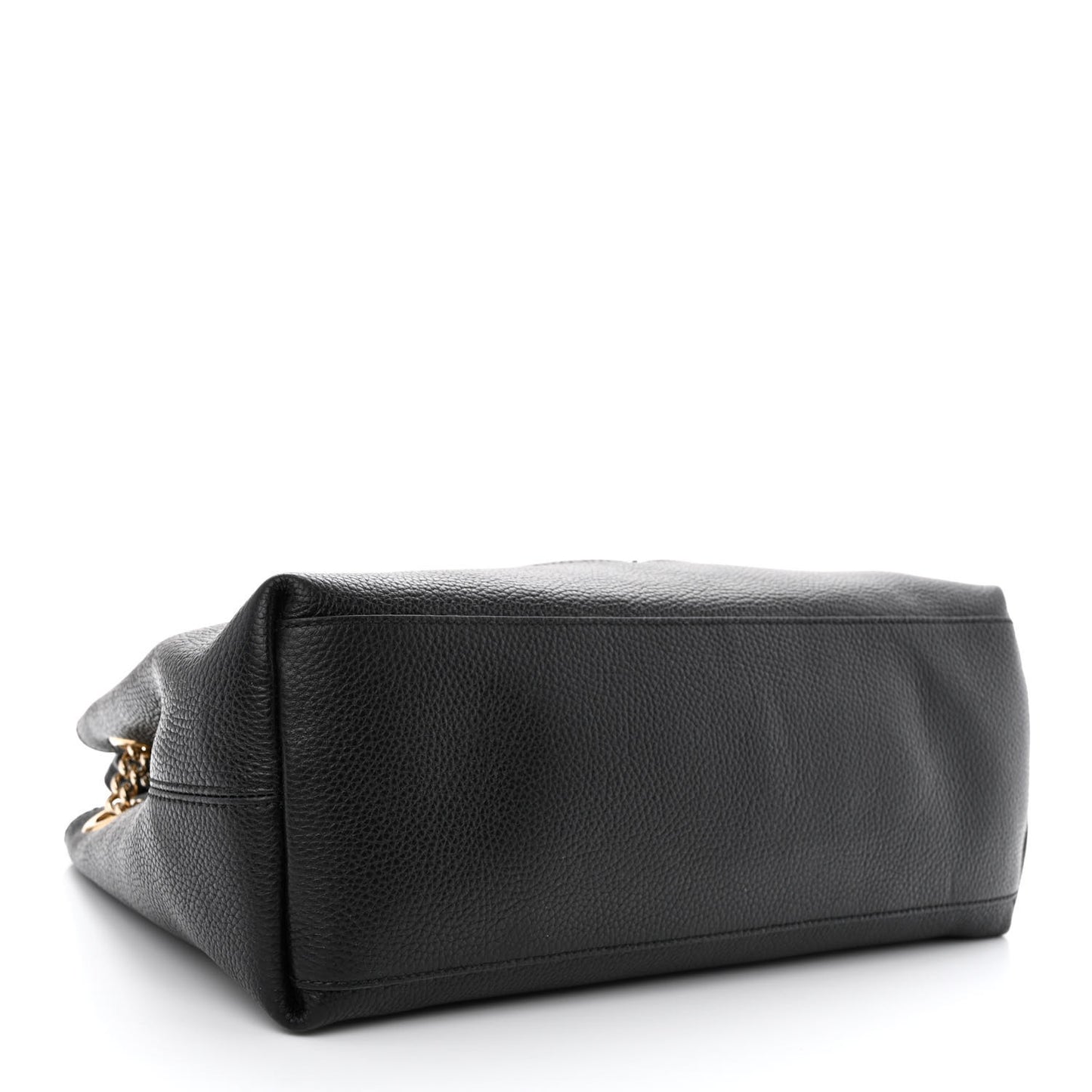 Pebbled Calfskin Medium Soho Chain Shoulder Bag Black