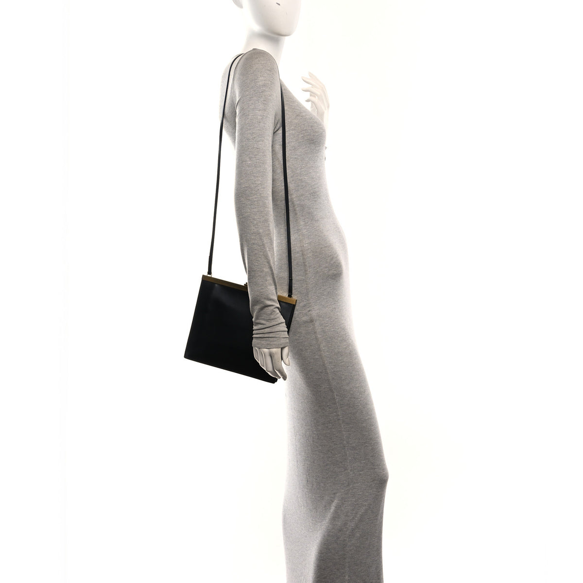 Smooth Calfskin Mini Clasp Bag Black