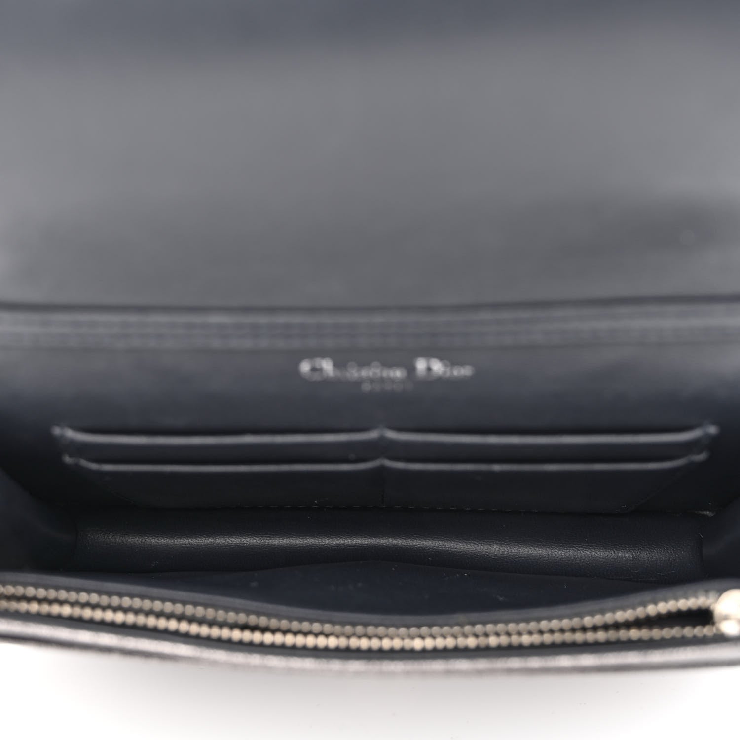 Christian Dior Metallic Brushed Calfskin Diorama Wallet on Chain Pouch Gunmetal 5 of 11