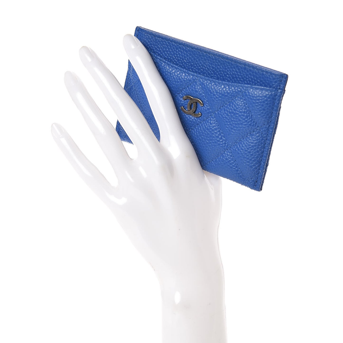 Caviar Quilted Card Holder Blue