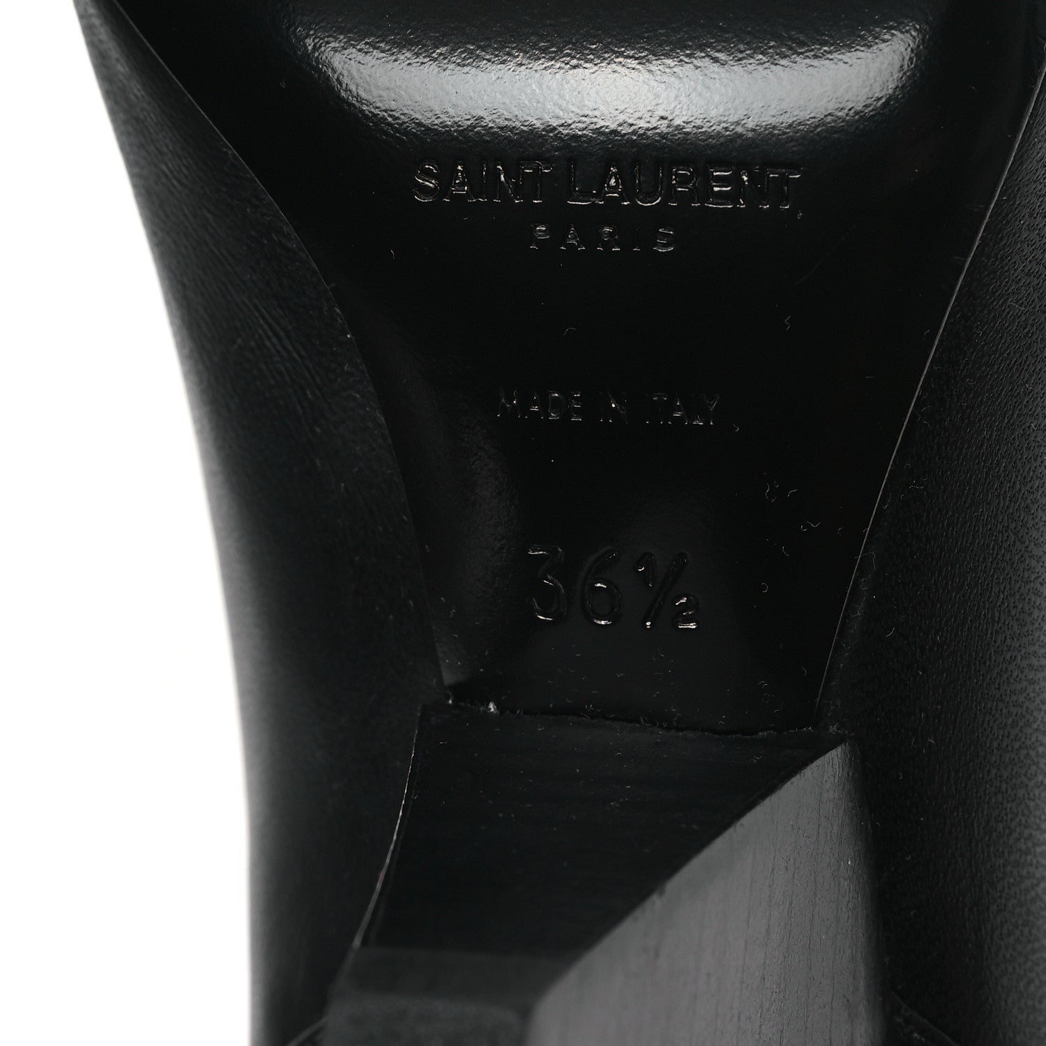 Saint Laurent Calfskin Liz 85 Wedge Booties 36.5 Black 6 of 8