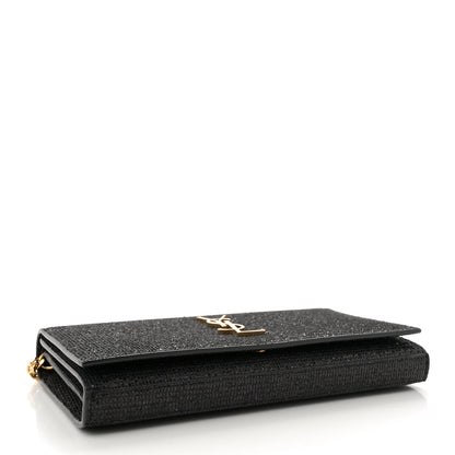 Saint Laurent Glitter Classic Monogram Galactica Chain Wallet Black 4 of 11