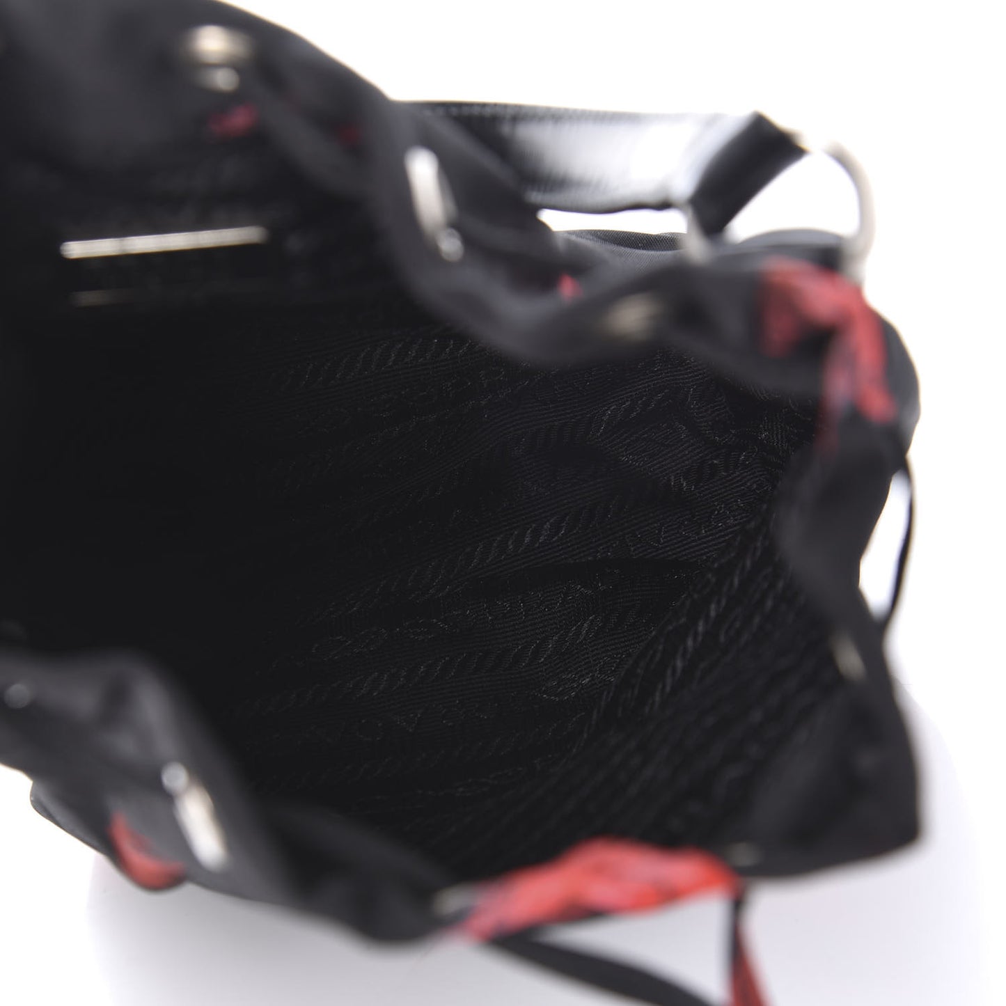 Tessuto Nylon Rose Bucket Bag Black Rosso