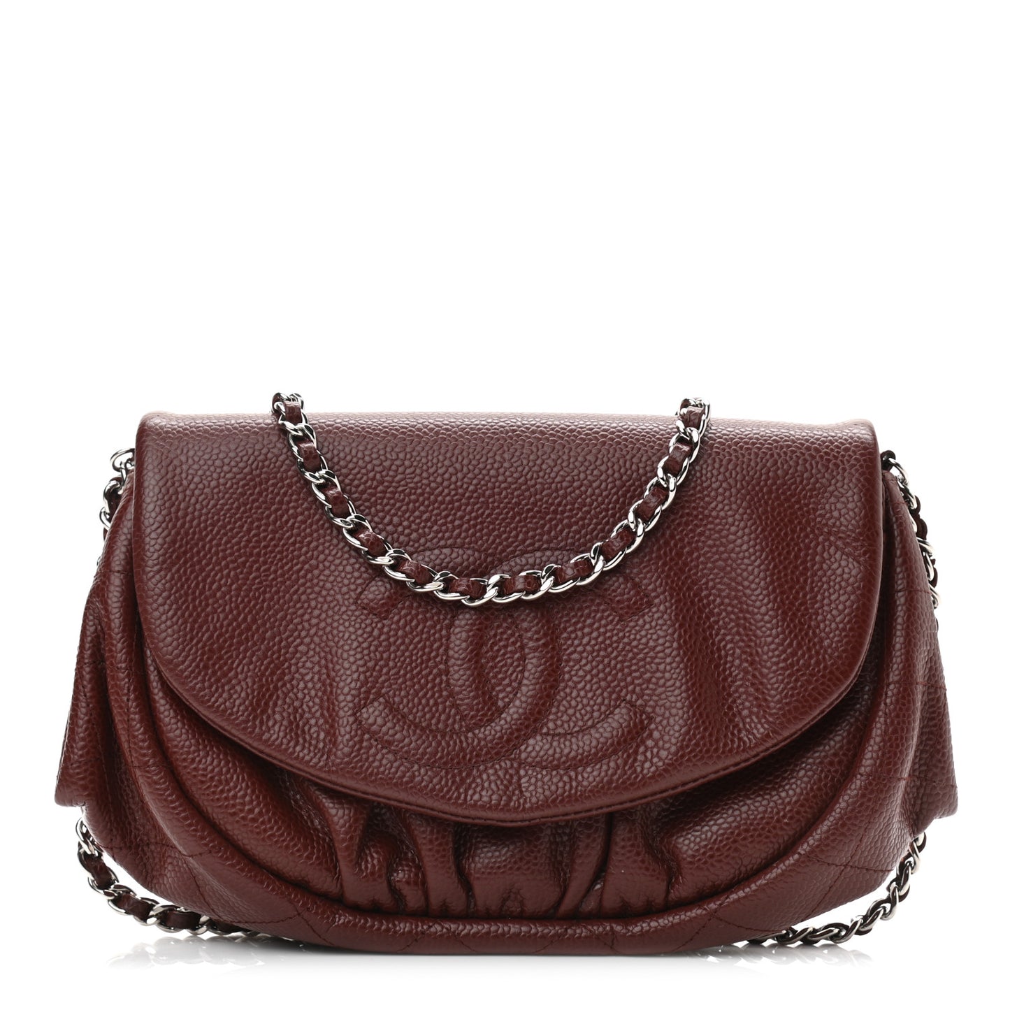 Caviar Half Moon Wallet On Chain WOC Bordeaux
