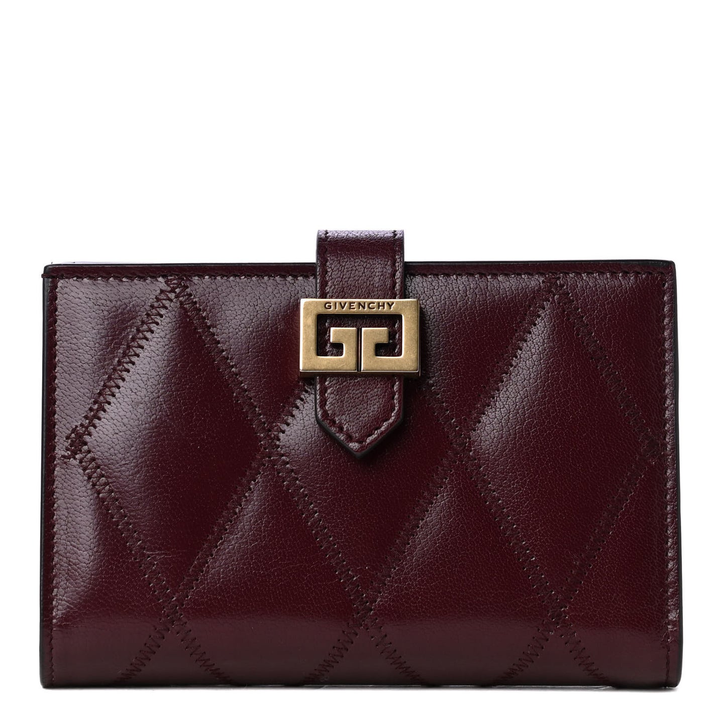 Goatskin Diamond Quilted GV3 Medium Wallet Aubergine