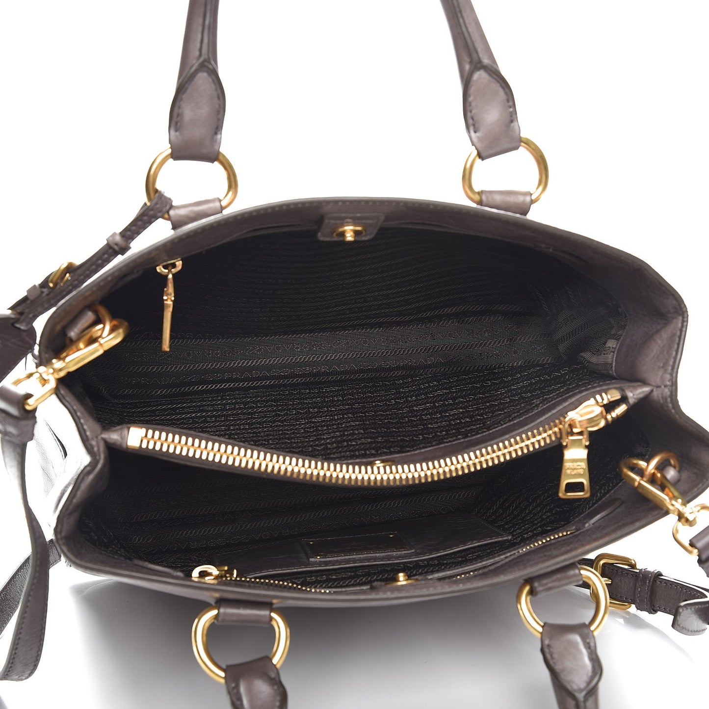 Vitello Shine Top Handle Bag Fumo