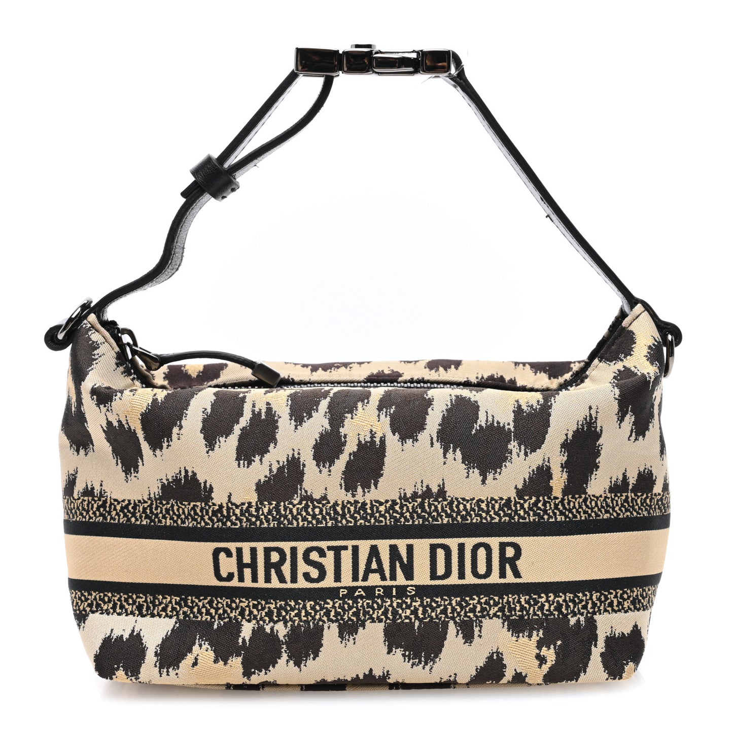 Canvas Mizza Embroidered Leopard DiorTravel Nomad Pouch Beige