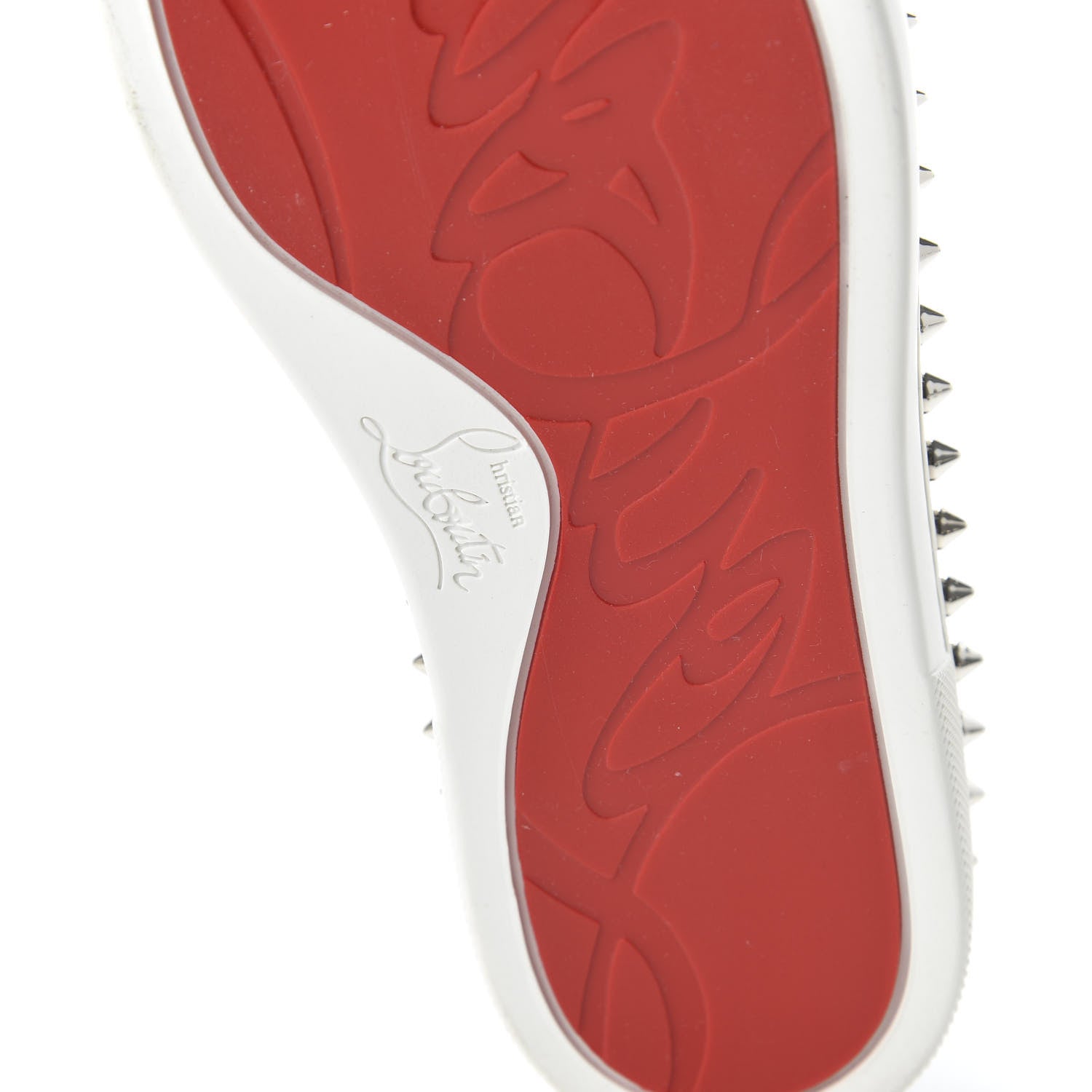 Christian Louboutin Calfskin Spikes Pik Boat Glitter Sneakers 36.5 Silver 6 of 8
