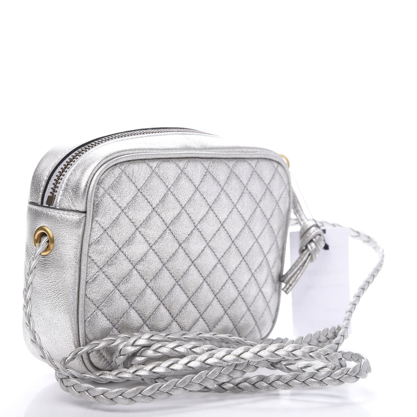 Laminated Nappa Web Trapuntata Mini GG Shoulder Bag Argento