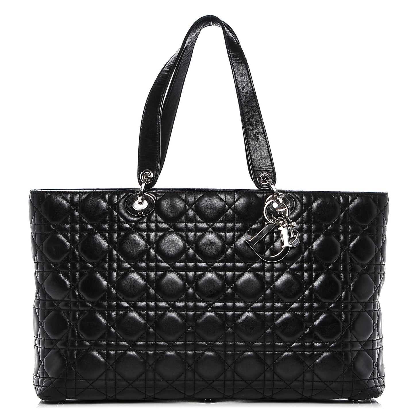 Lambskin Cannage Large Lady Dior Shopper Tote Black