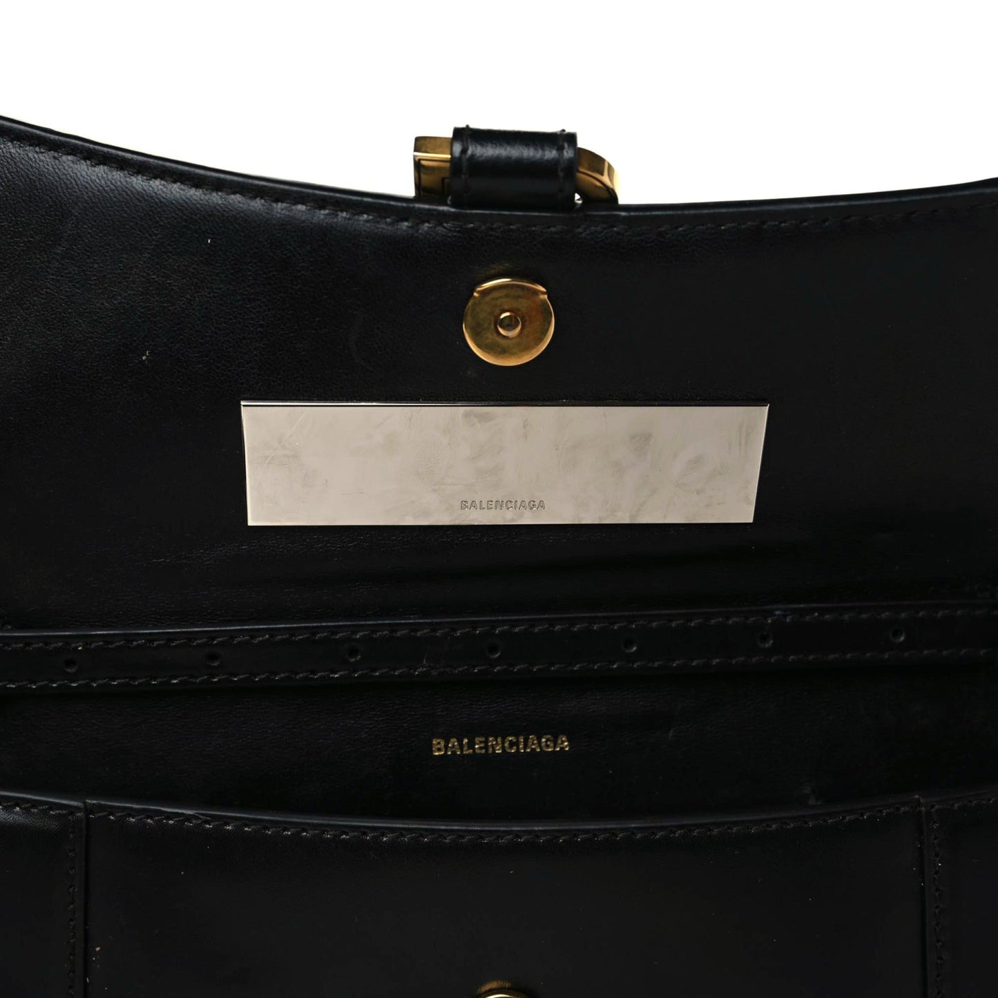 Shiny Box Calfskin Hourglass Stretch Sling Shoulder Bag Black