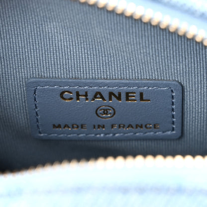 Chanel Denim Printed Chain Clutch Dark Blue 6 of 10