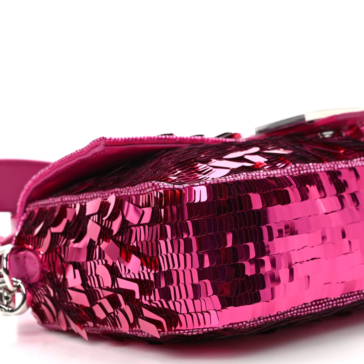 Sequin Paillettes Shiny Nappa Sex and the City Baguette Ciclamino Pilar