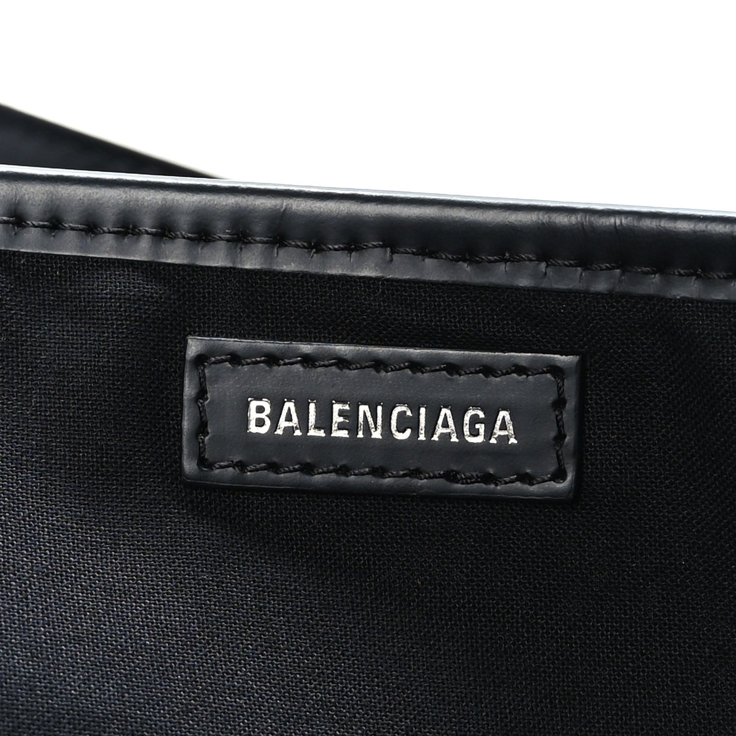 Denim Fabric Satin Calfskin S Navy Cabas Washed Black