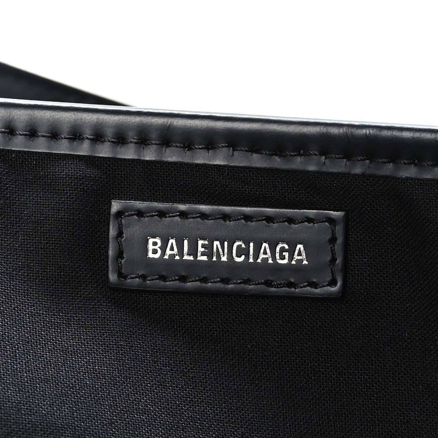 Balenciaga Denim Fabric Satin Calfskin S Navy Cabas Washed Black 7 of 12