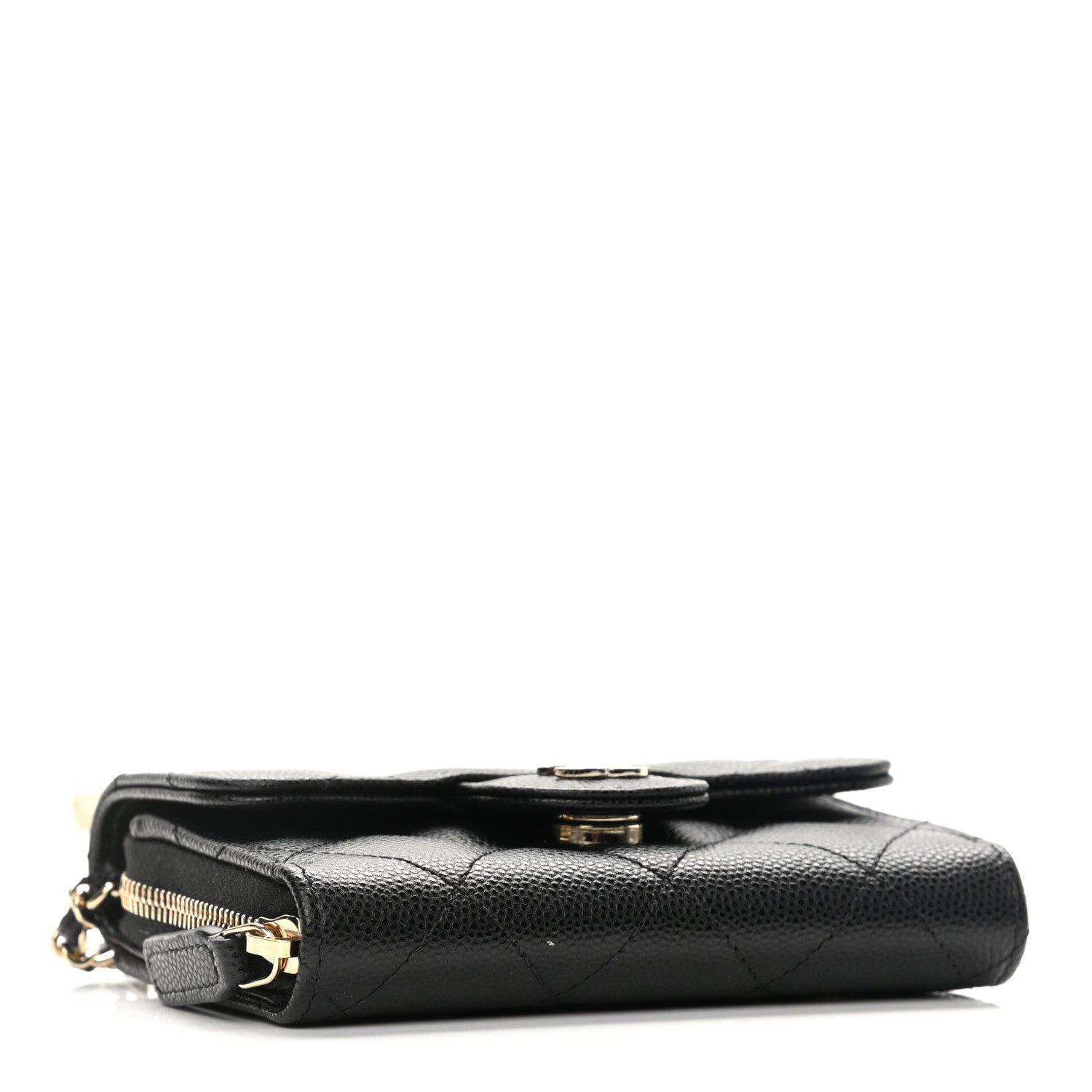 Chanel Caviar Quilted Flap Zip Card Holder On Chain Black 4 of 8