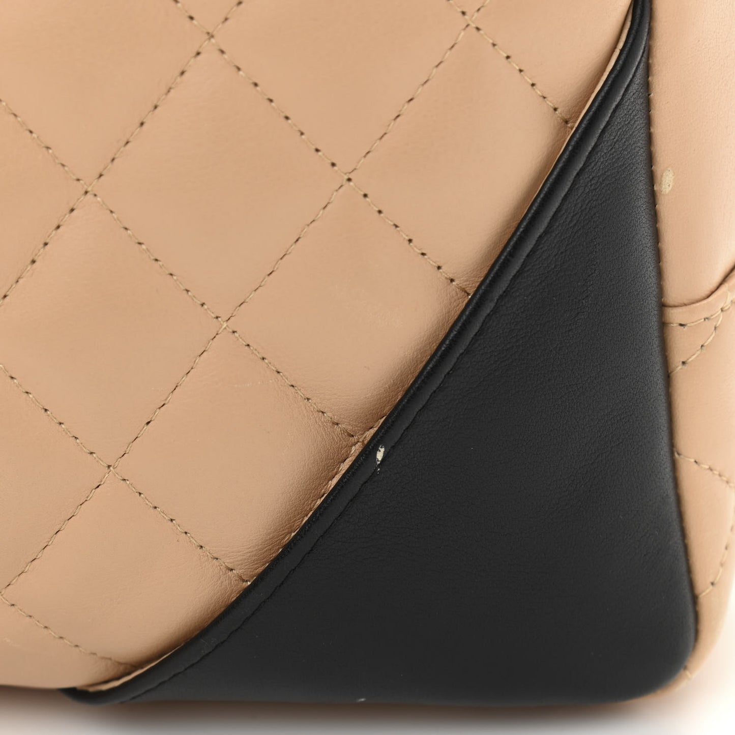 Calfskin Quilted Large Cambon Bowler Beige Black