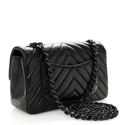 Chanel Lambskin Chevron Quilted Mini Rectangular Flap So Black 3 of 11