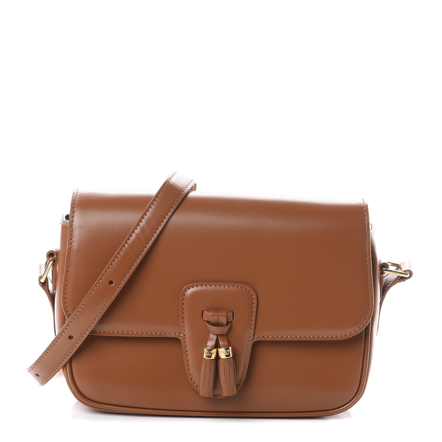 Celine Shiny Calfskin Medium Tassel Bag Caramel 1 of 7
