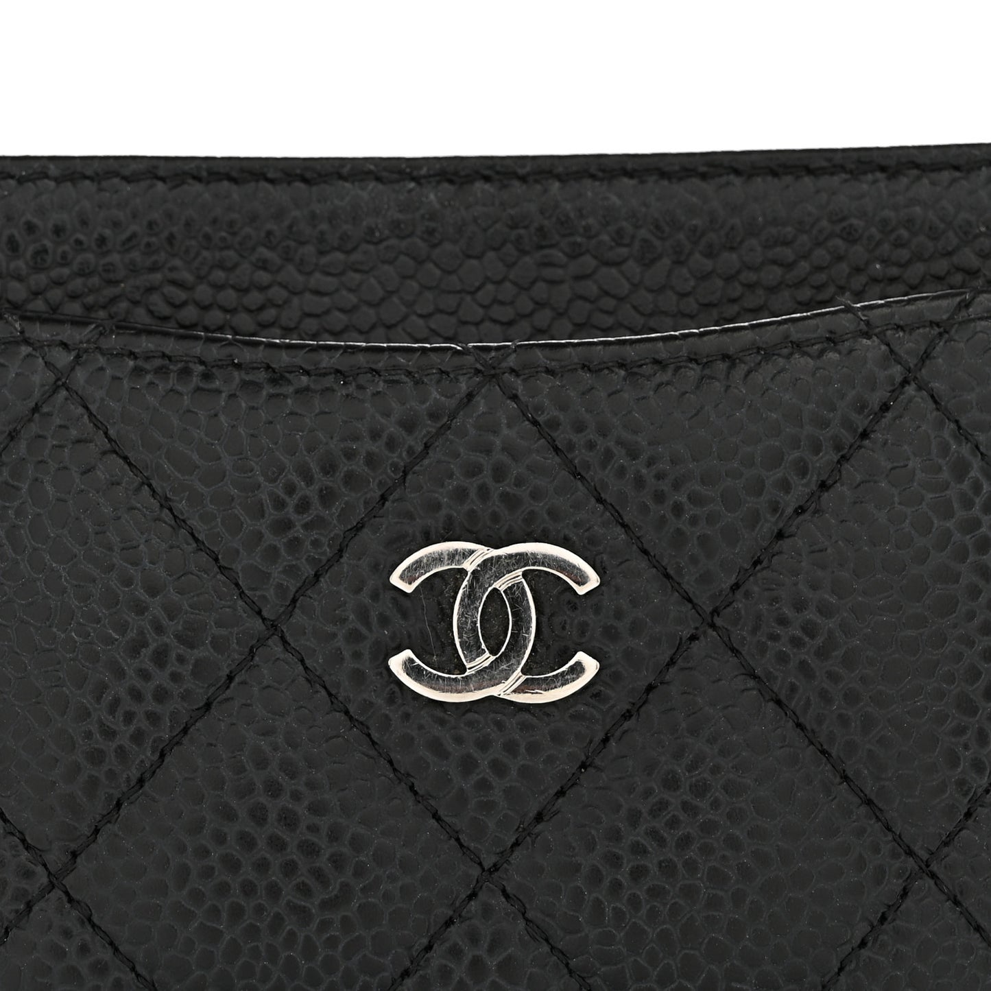 Caviar Quilted Card Holder Black