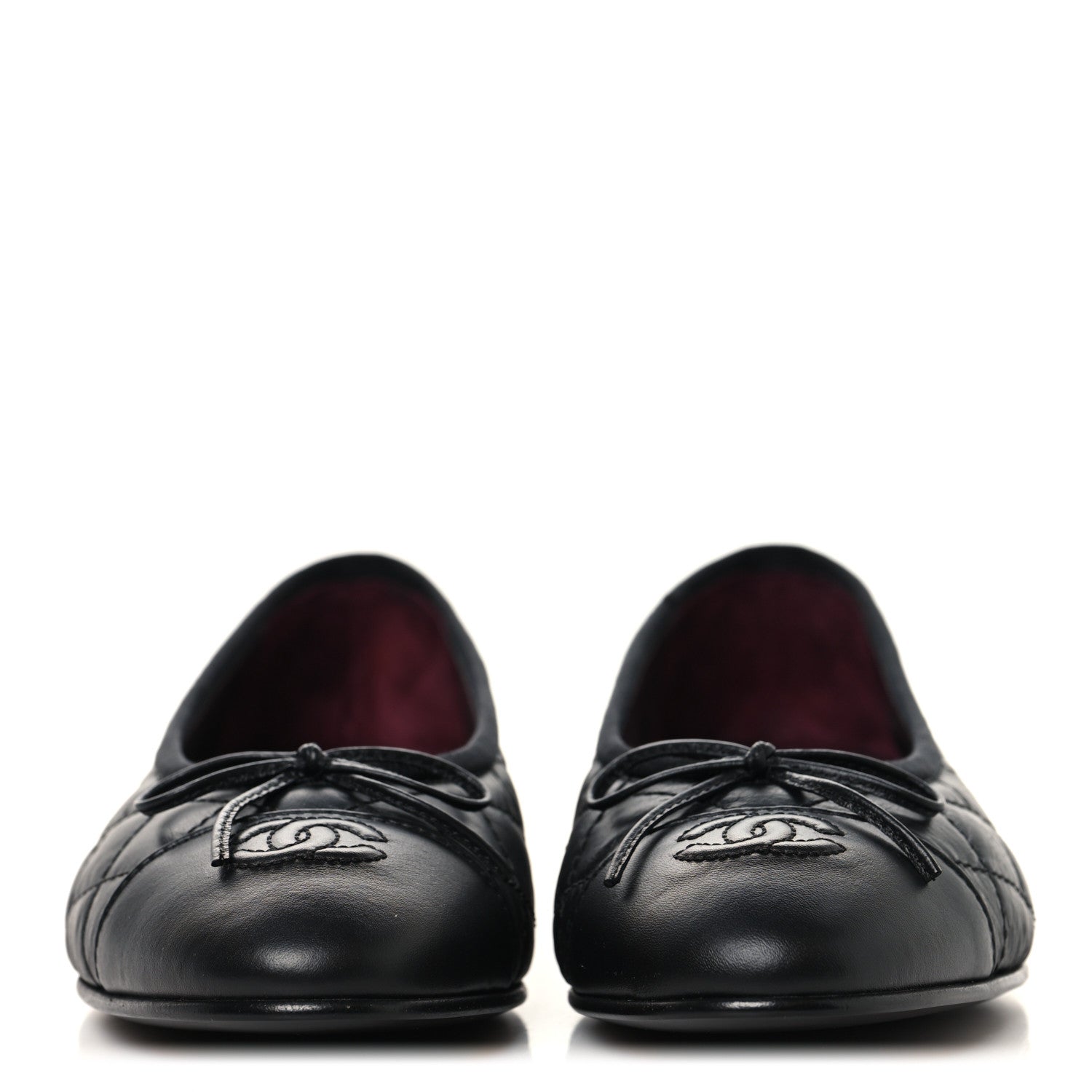 Chanel Aged Calfskin Quilted CC Cap Toe Ballerina Flats 38.5 Black 3 of 10