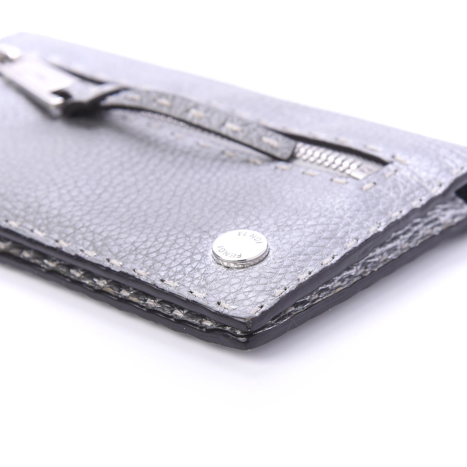 Fendi Cuoio Romano Lux Selleria Flat Clutch Argento 7 of 11