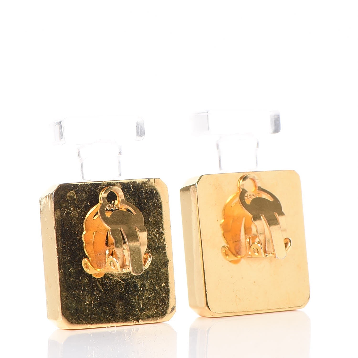 Chanel Coco Perfume Bottle Clip on Earrings Gold 3 of 5