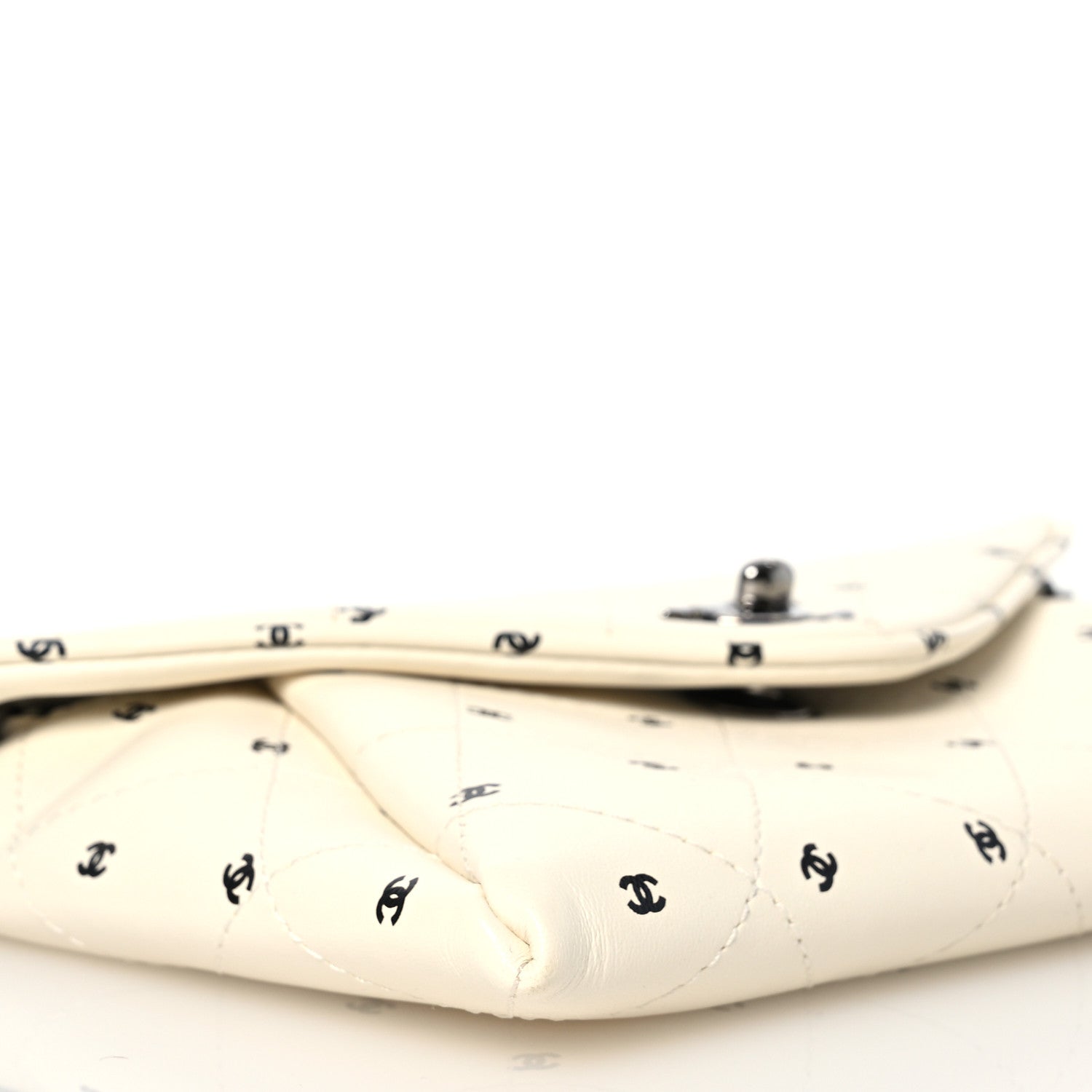 Chanel Printed Lambskin Logo CC Envelope Clutch With Chain White 9 of 11