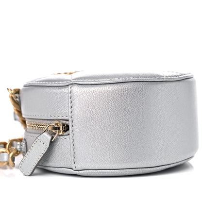 Chanel Metallic Lambskin Quilted Chanel 19 Round Clutch With Chain Silver 5 of 9