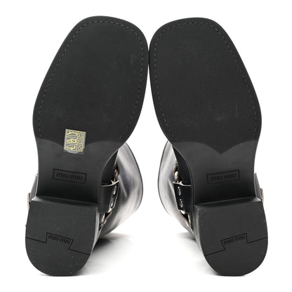 Miu Miu Calfskin Harness Boots 38 Black 6 of 10