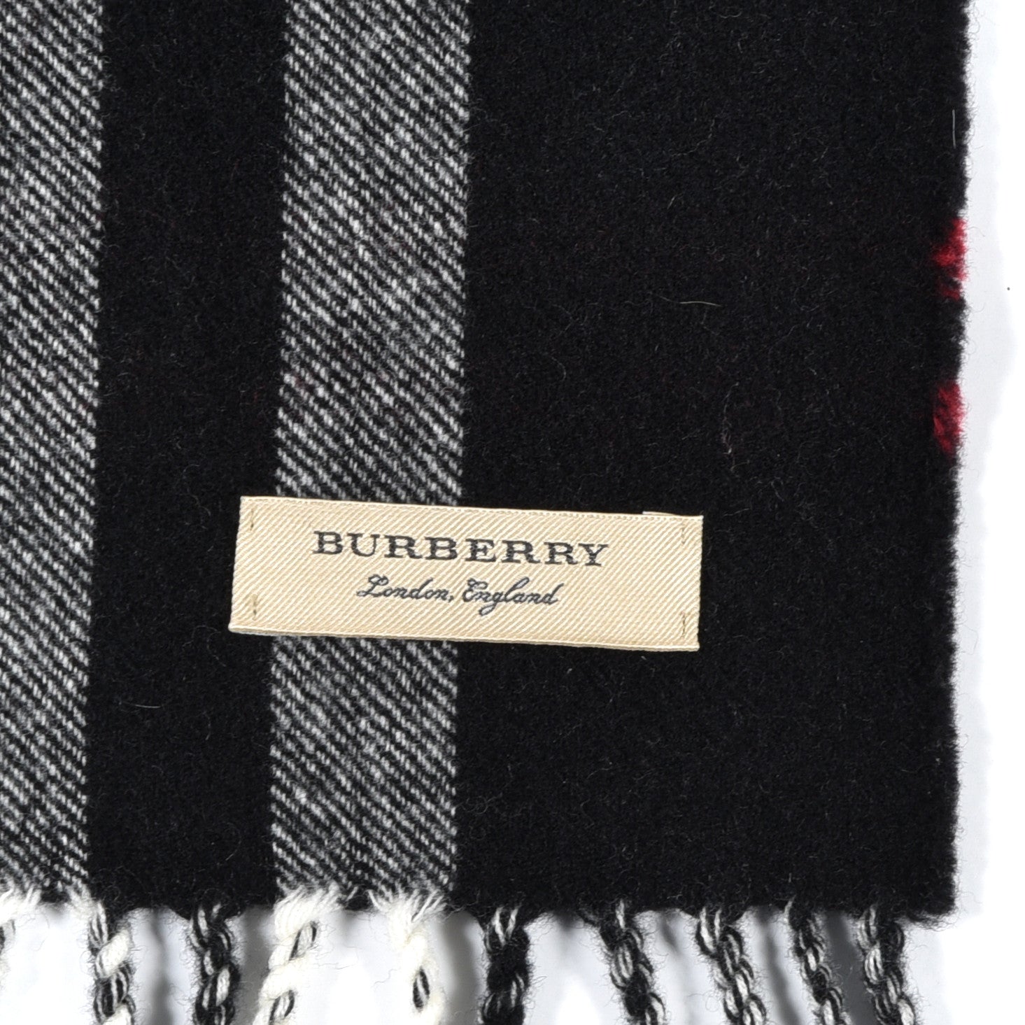Burberry Cashmere Giant Check Fringe Scarf Navy 5 of 5