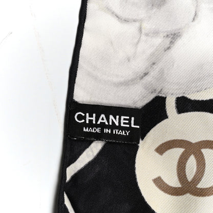 Chanel Silk Camellia CC Square Scarf Black 3 of 3