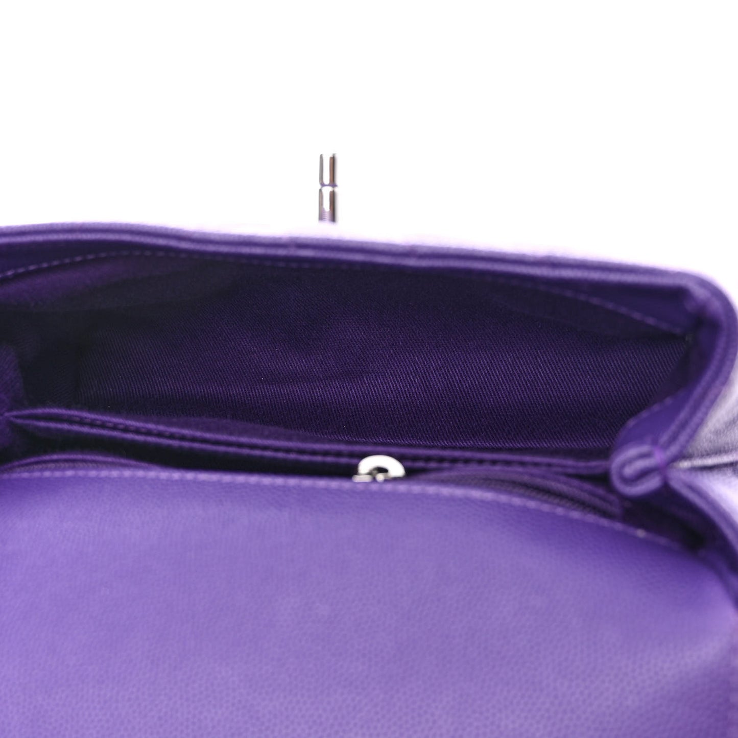 Caviar Chevron Quilted Mini Coco Handle Flap Purple