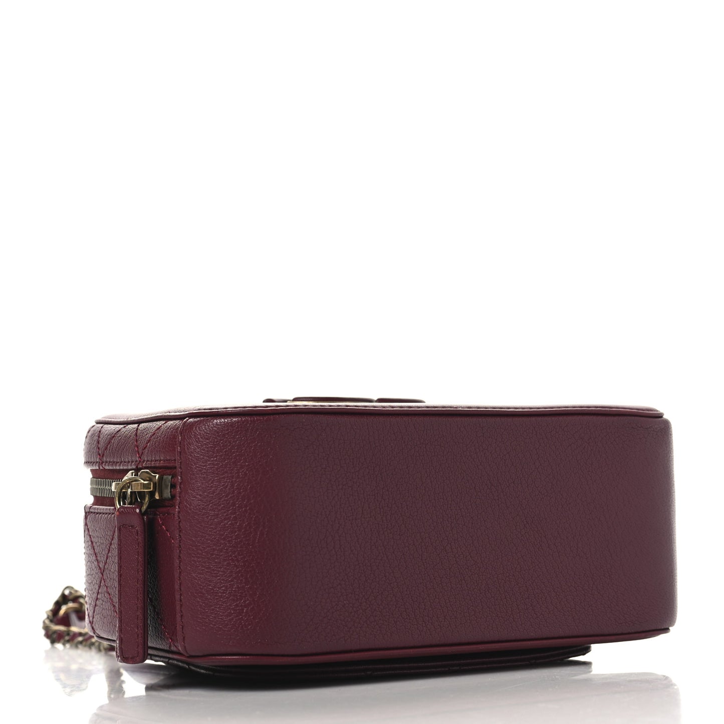 Shiny Calfskin Goatskin Quilted Small Coco Curve Vanity Burgundy