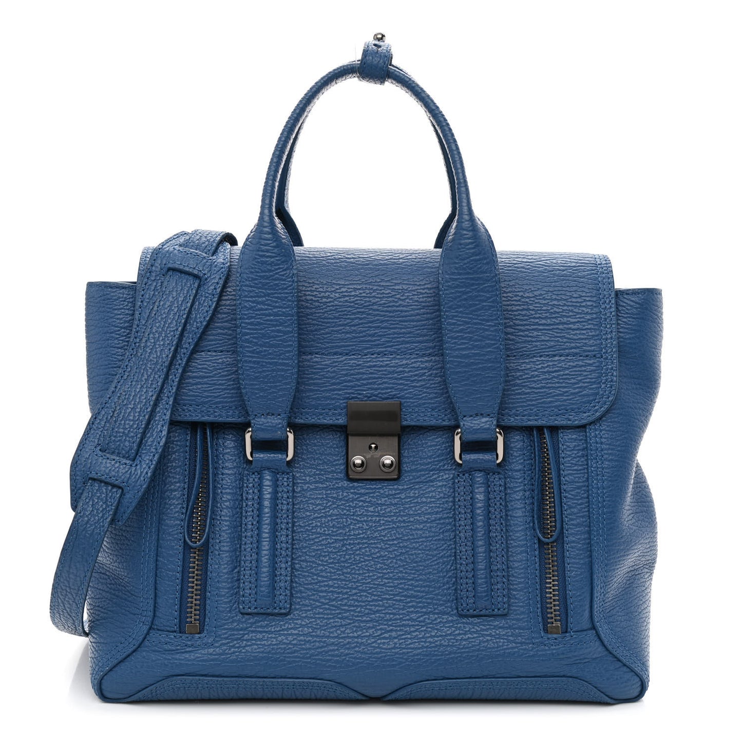 Textured Calfskin Medium Pashli Satchel Cobalt
