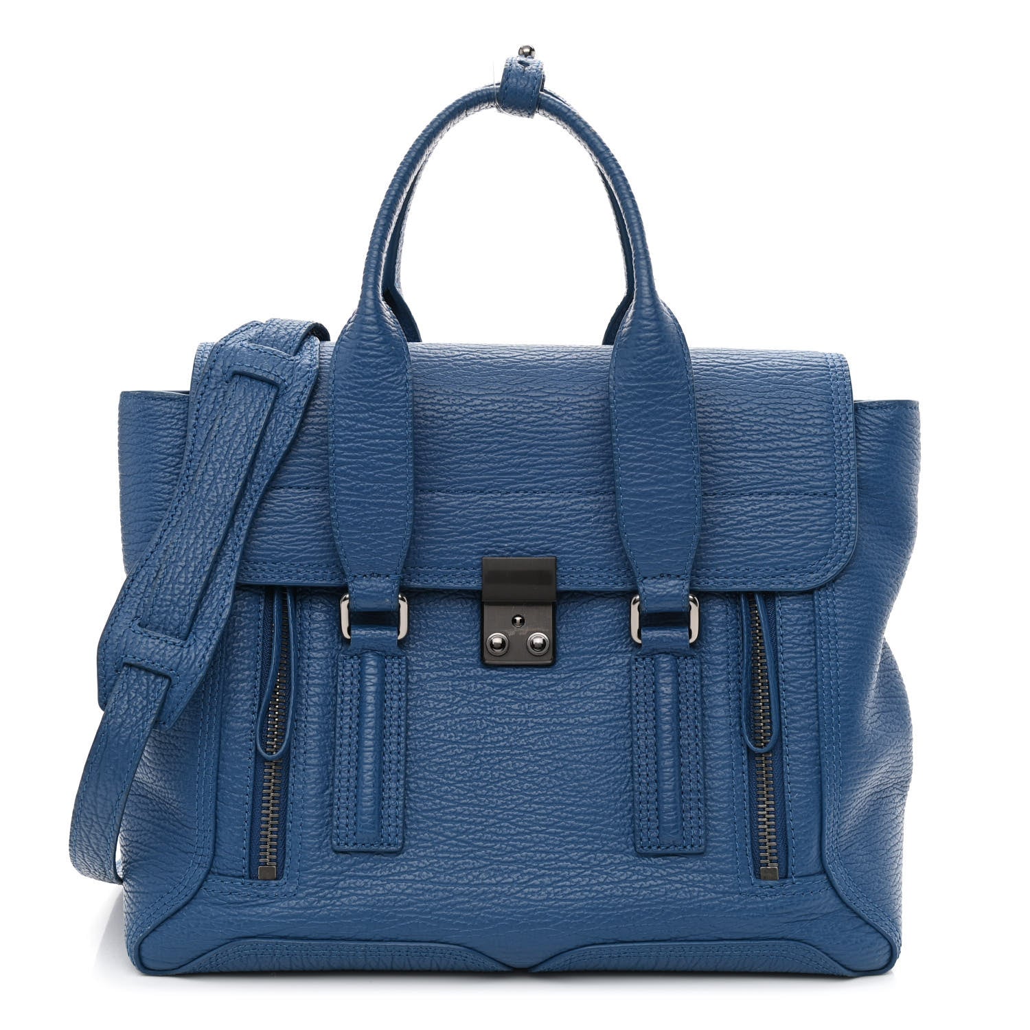 3.1 Phillip Lim Textured Calfskin Medium Pashli Satchel Cobalt 1 of 12
