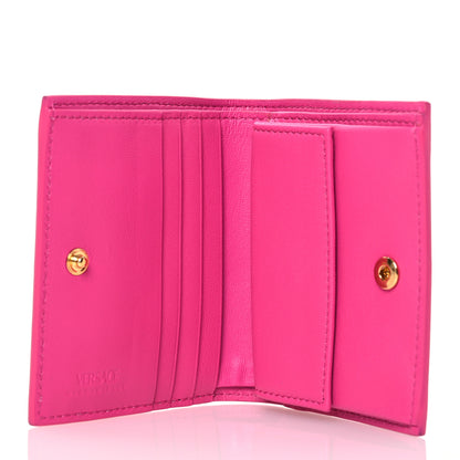 Versace Calfskin Greca Bi Fold Wallet Glossy Pink 5 of 12