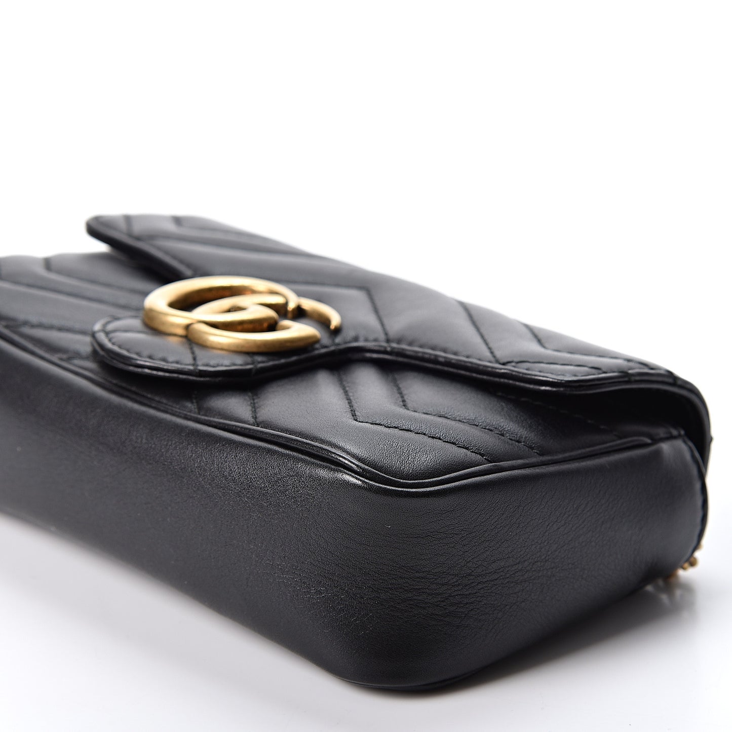 Calfskin Matelasse Super Mini GG Marmont Shoulder Bag Black