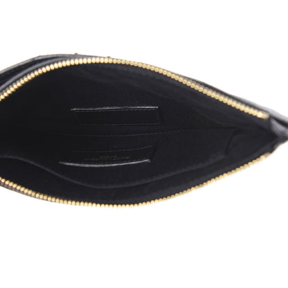 Saint Laurent Grain De Poudre Chevron Monogram Bill Pouch Black 5 of 7