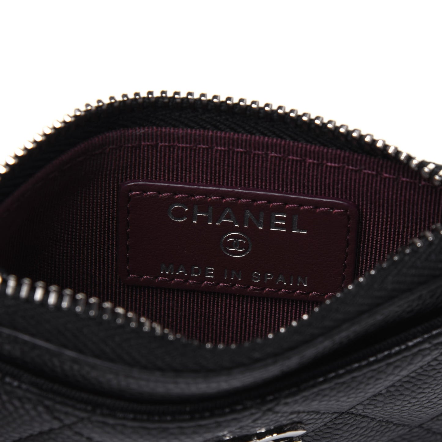 Caviar Quilted CC Zip Card Holder Black