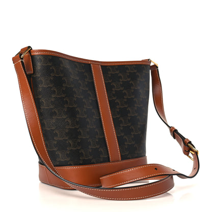 Celine Triomphe Canvas Calfskin Small Bucket Bag Tan 3 of 8