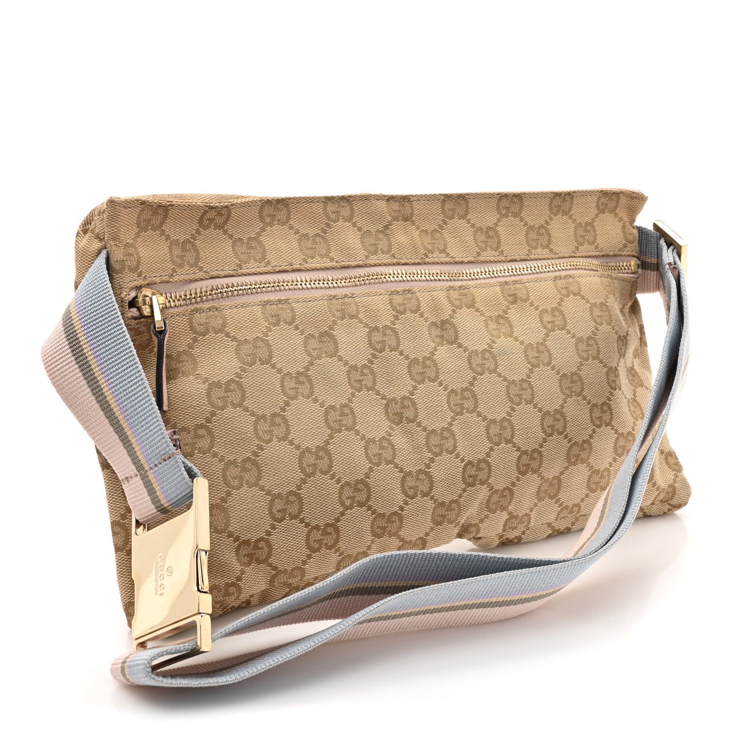 Gucci GG Monogram Web Double Pocket Belt Bag Pink 3 of 16