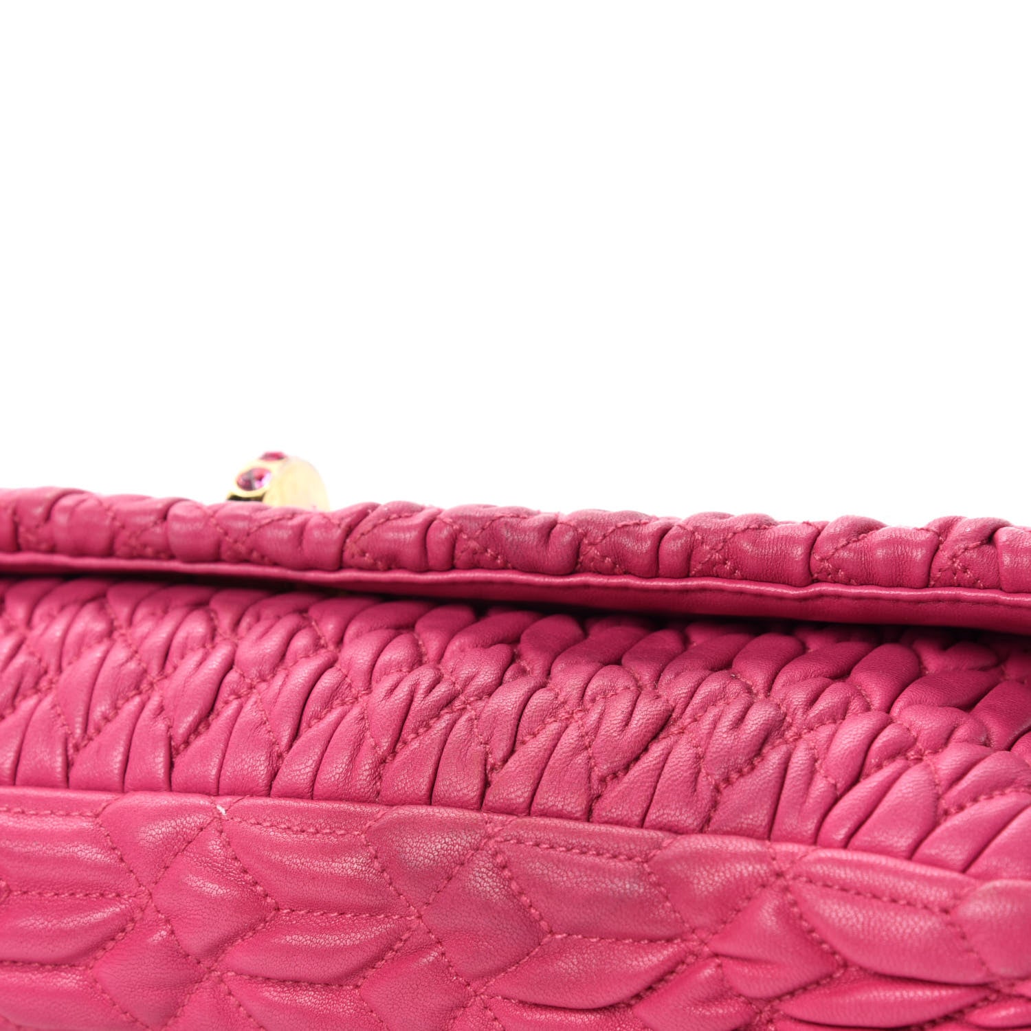 Miu Miu Nappa Matelasse Crystal Flap Clutch Fuxia 8 of 17