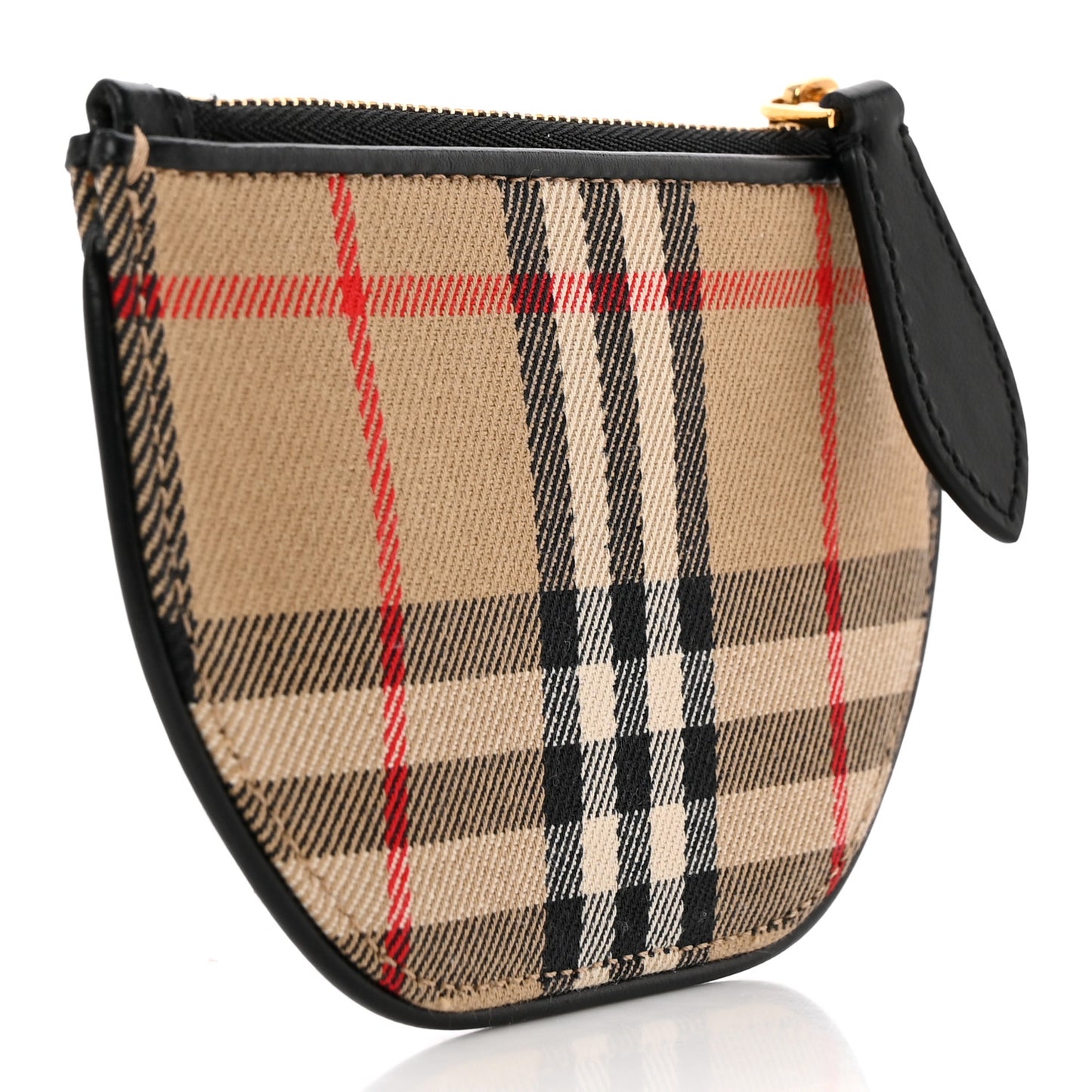 Cotton Calfskin Vintage Check Small Olympia Zip Pouch Archive Beige