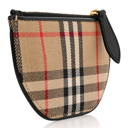 Burberry Cotton Calfskin Vintage Check Small Olympia Zip Pouch Archive Beige 3 of 7