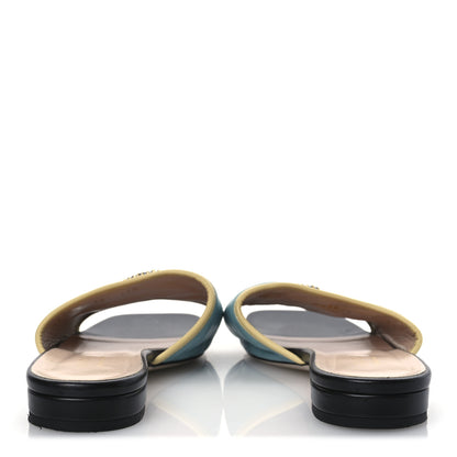 Gucci Malaga Kid Matelasse Enamel GG Marmont Flat Slide Sandals 38 Dusty Azure Burro 6 of 13