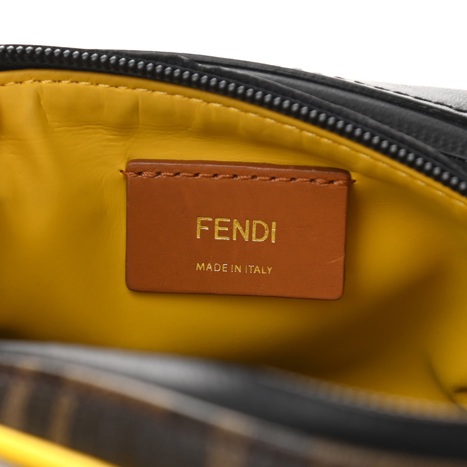 Fendi Glazed Fabric Vitello Century FF 1974 Pocket Belt Bag Mogano Panna Black Sunflower 5 of 9