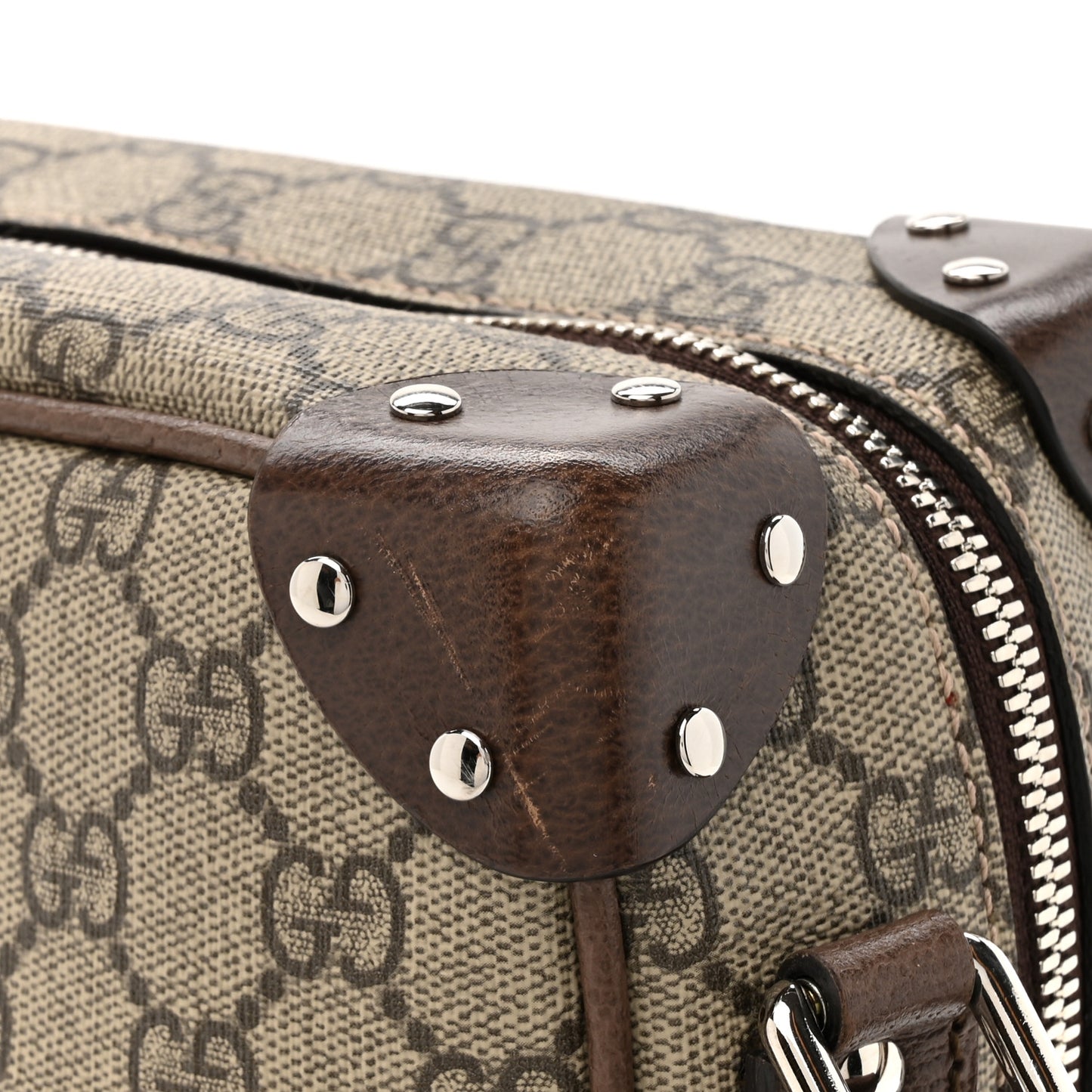 GG Supreme Monogram Textured Calfskin Square Messenger Bag Beige Ebony New Acero