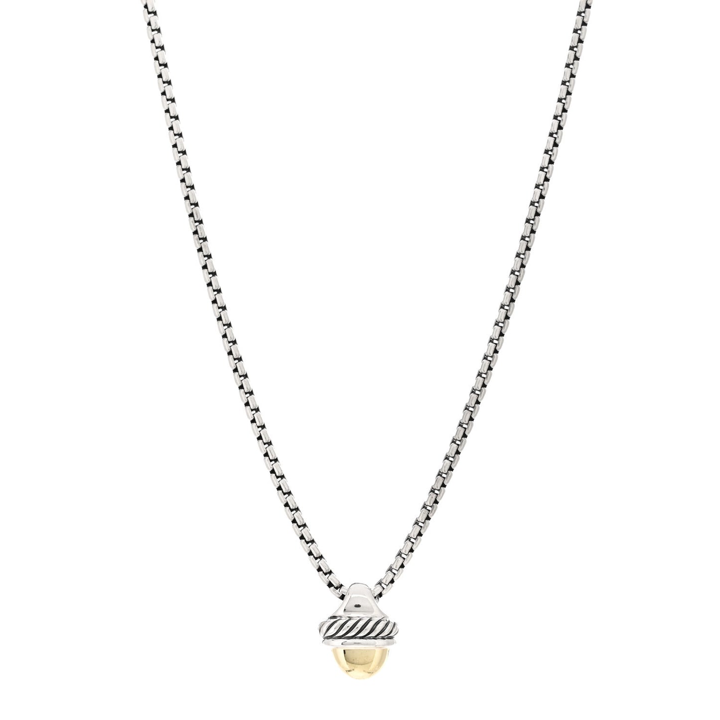 Sterling Silver 14K Yellow Gold Acorn Pendant Necklace